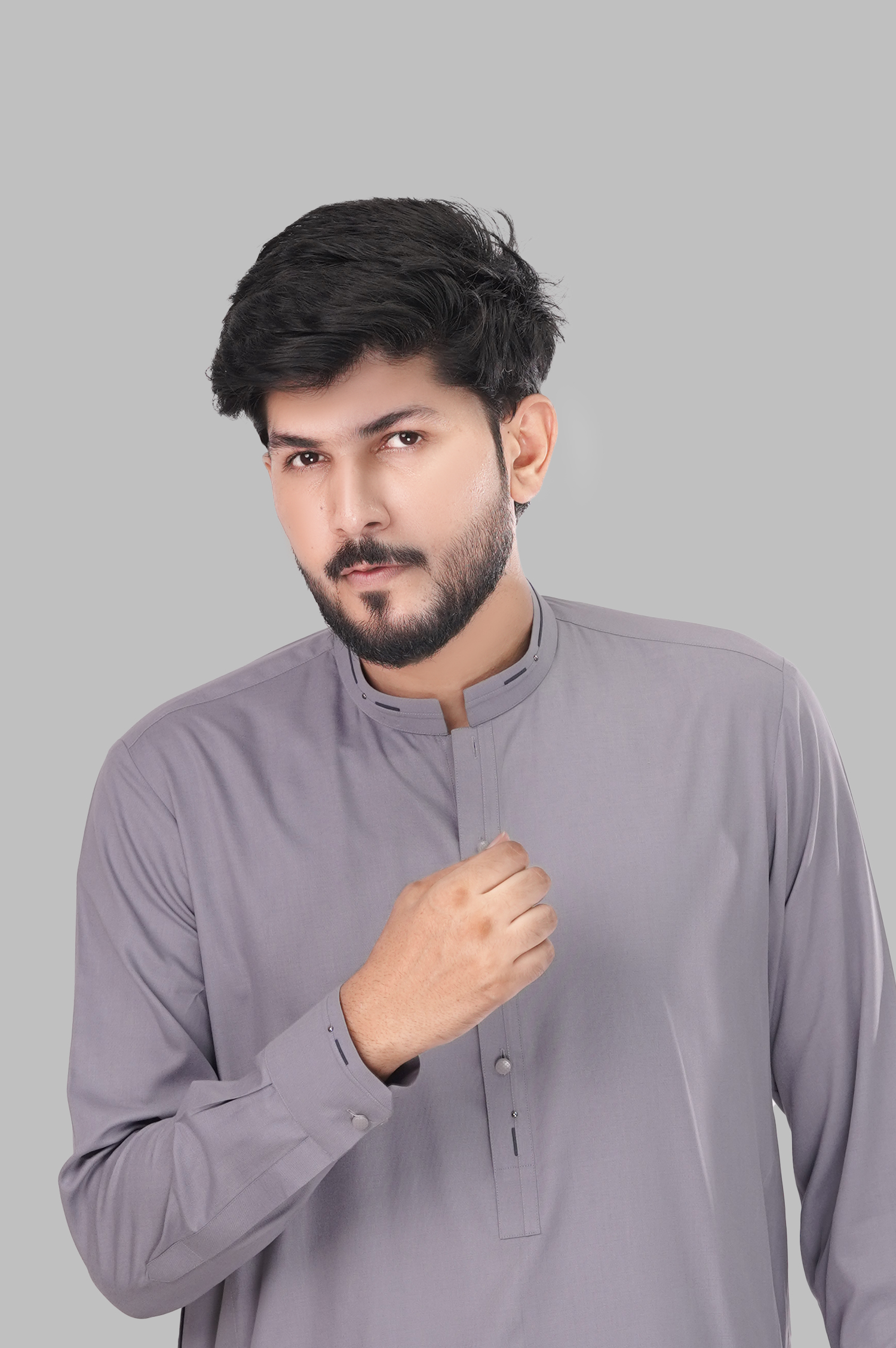Light Grey Shalwar Kameez – Wash & Wear Modern Collection