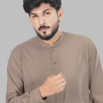 Men’s Taupe Brown Shalwar Kameez – Elegant Dusty Brown Traditional Wear