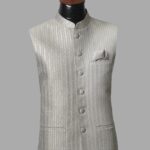 Silver Grey Embroidered Waistcoat – Formal & Wedding Wear for Men