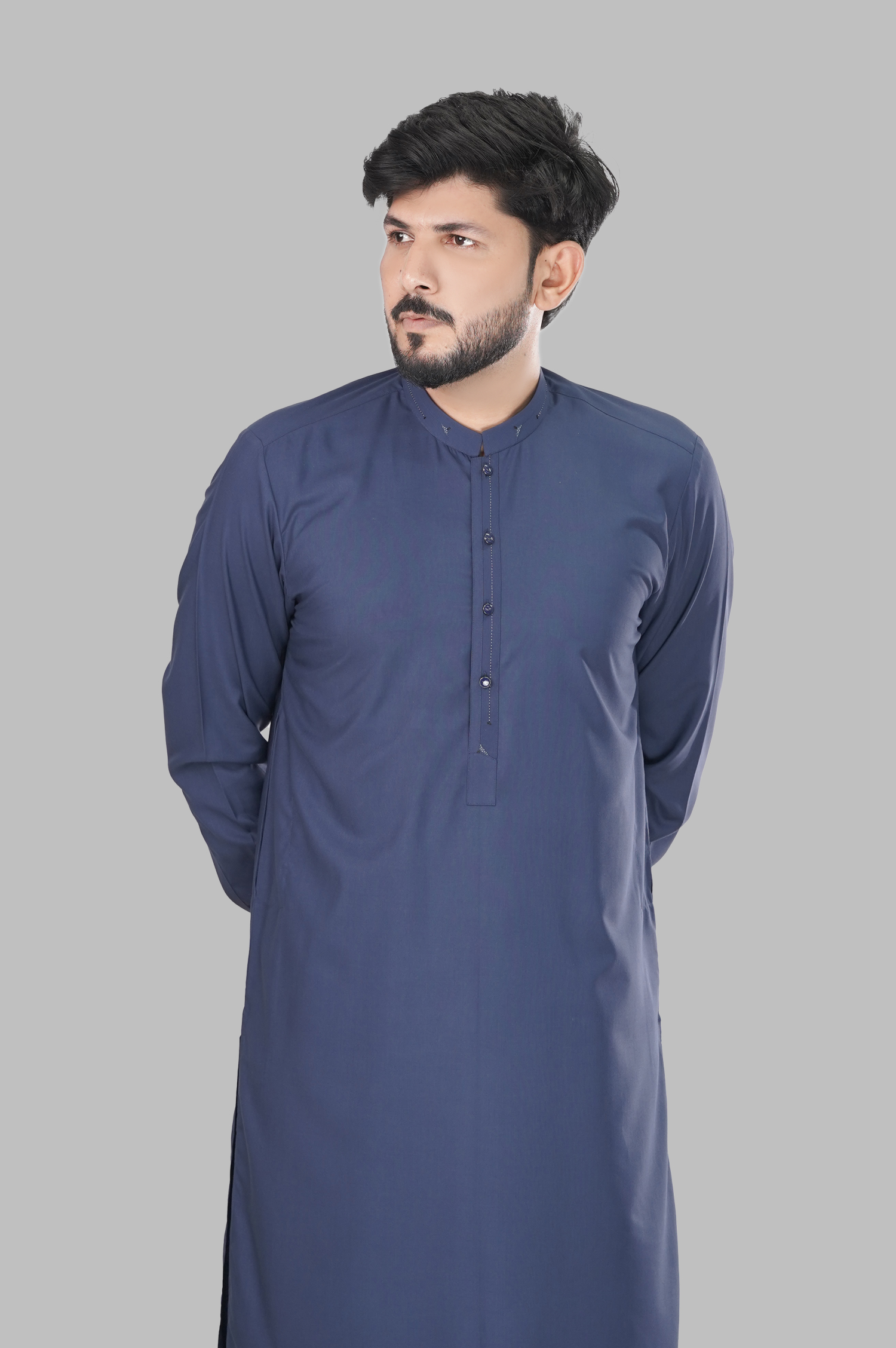 Steel Blue Shalwar Kameez – Wash & Wear Classic Edition